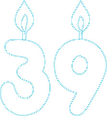 Number 39 with candle festive design.