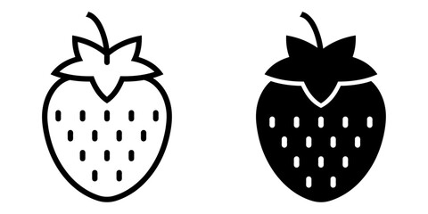 Poster - ofvs378 OutlineFilledVectorSign ofvs - strawberry vector icon . isolated transparent . black outline and filled version . AI 10 / EPS 10 / PNG . g11718