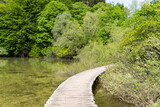 Fototapeta Most - Holzsteg ohne Besucher im Nationalpark Plitvicer Seen