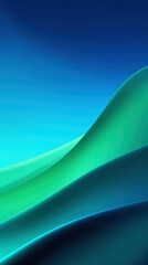 Wall Mural - Abstract blue and green wave background with blue sky. Generative AI