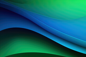 Wall Mural - abstract blue and green background with waves for design or presentation. generative ai