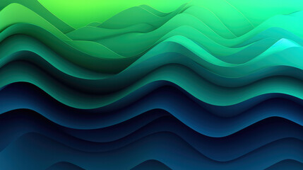 Wall Mural - abstract blue and green wave background, abstract ocean waves. generative ai