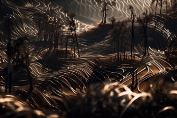 Wall Mural - abstract and surreal landscape with intricate patterns of light and shadows, created with generative