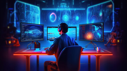 Poster - Programmers and cyber security technologies design. Generative Ai