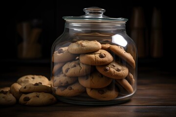 Wall Mural - cookie jar full of delicious, freshly baked cookies, created with generative ai