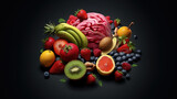 Fototapeta Kuchnia - mixed fruit and vegetables carriage. Generative Ai