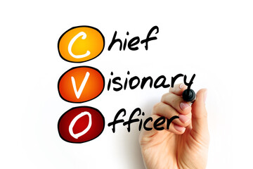 Poster - CVO - Chief Visionary Officer is an executive function in a company like CEO or COO, acronym text concept background