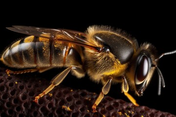 Canvas Print - close-up of bee's wing, with pollen and dust particles visible, created with generative ai