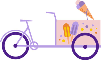 Wall Mural - Ice cream cart vending Bike icon illustration