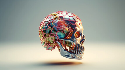 Metaphorical representation of the human skull, human anatomy, brain evolution