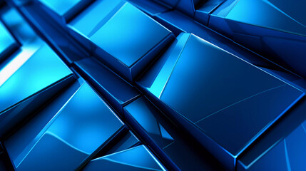 Wall Mural - Abstract blue background with geometric dynamic glowing diagonal lines. Modern technology background, graphic for business, corporate, brochure, banner, cover or poster, Generative AI.