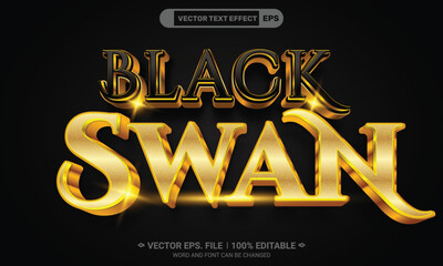 Aufkleber - Black swan 3d style editable shining gold text effect