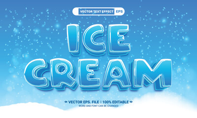 Poster - Ice cream editable 3d vector text effect