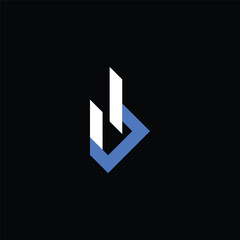 Poster - White and blue logo design initial letter b on black background concept