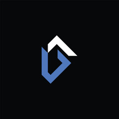Poster - White and blue logo design initial letter g on black background isolated