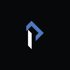 Poster - White and blue logo design initial letter p on black background vector