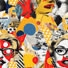 Pop Art Collage 90s Seamless Repeat Pattern [Generative AI]
