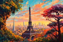 An Enchanting Illustration Captures The Elegance And Grandeur Of The Eiffel Tower, Transporting You To The Heart Of Paris From The Comfort Of Your Own Imagination. | Generative AI