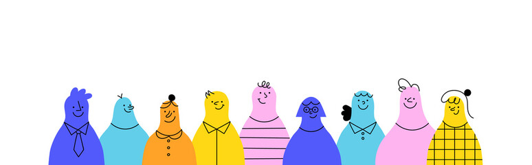 Wall Mural - diverse colorful people crowd character set. modern young person group collection. different multico