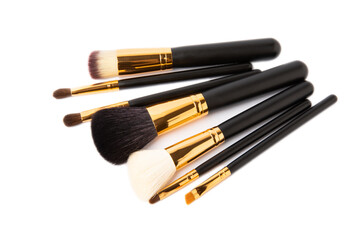 Wall Mural - Cosmetic makeup brush isolated on white background. Professional makeup brush. Makeup tool. Visagiste.