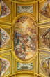 NAPLES, ITALY - APRIL 20, 2023: The ceiling fresco of Apotheosis of St. Catherine da Siena in the church Chiesa di Santa Caterina da Siena by Mario Gioffredo e Fedele Fischetti from 17. cent. 