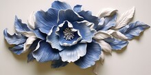 AI Generated. AI Generative. Sculpture Flower White And Blue Blossom Beautiful Art. .Graphic Art