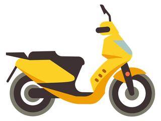 Sticker - Yellow scooter side view. Cartoon motorbike icon