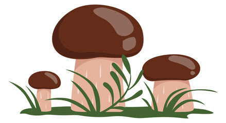 Sticker - Yellow boletus growing. Cartoon forest nature element