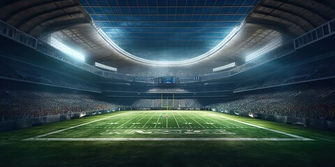 Wall Mural - AI Generated. AI Generative. American football rugby arena stadium competition tournament. Fit game sport inspirational vibe. Graphic Art