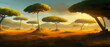 African rainforest. African jungle rainforest panorama with tropical vegetation, exotic fantasy landscape banner 