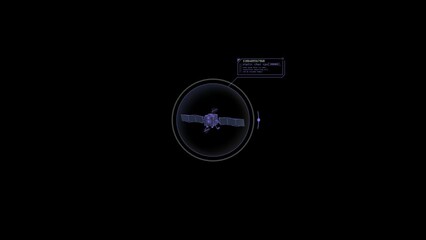 Canvas Print - hud element - animation of 3d satellite with a text callout.