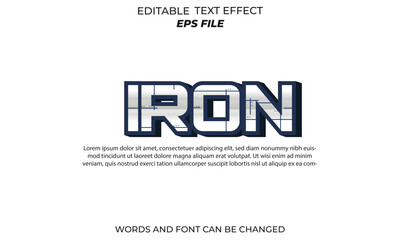 Fototapete - iron text effect, font editable, typography, 3d text.
