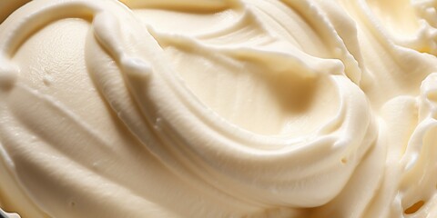 Generative AI, vanilla ice cream surface, close up texture of white ice cream like background.