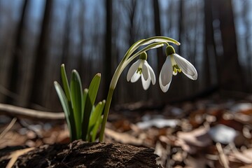 Wall Mural - white flowers blooming on the forest floor. Generative AI