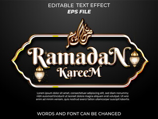 Poster - ramadan text effect, font editable, typography, 3d text. vector template