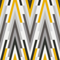 Abstract modern chevron pattern in yellow and gray colors. Vector seamless pattern design for textile, fashion, paper, packaging and branding. 