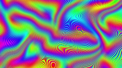 Leinwandbilder - Seamless abstract psychedelic wavy background for loop playback. 4k video. Spectrum RGB colors