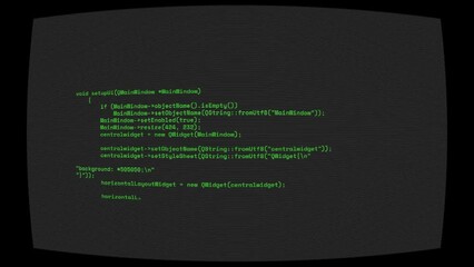 old screen coding on black background