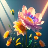 In style of Watercolor Paint, Colorful flowers arrangement, ai generated