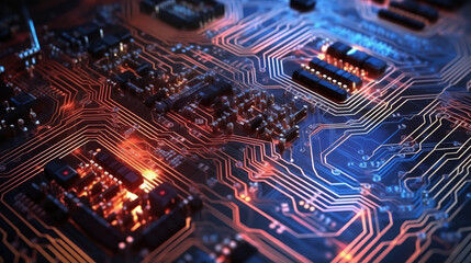 Aufkleber - A computer circuit board with close-up details. Generative ai