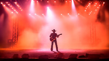 Country Western Stage Concert Background With Smoke And Lasers. Generative AI