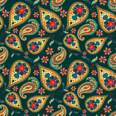 Wall Mural - Paisley ethnic patterns design floral pattern with paisley and indian flower motifs. damask style pattern for textil and decoration