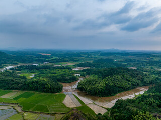 Wall Mural - Aerial photography of pastoral scenery in Jiangxi, China