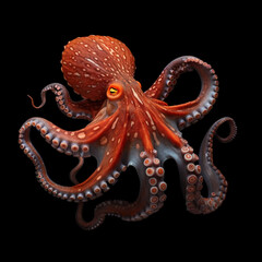 Wall Mural - octopus isolated on black background