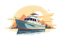Luxury Yacht Illustration. Transportation Illustration. Generative AI
