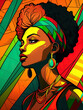 © Kay - Colorful Comic Illustration of an African Woman. Generative AI