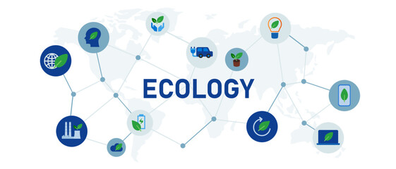 Wall Mural - ecology eco global environment friendly concept of business interconnected icon set illustration