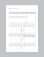  Semester Dashboard. Minimalist planner template set. Vector illustration.