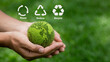 icons related to reduction, reuse, recycling, green background concept of reduction, reuse, reuse symbol Ecological Waste Management and a sustainable and economical way of life.