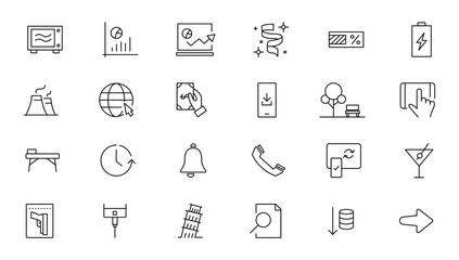 Wall Mural - Set of thin line web icon set, simple outline icons collection, Pixel Perfect icons, Simple vector illustration